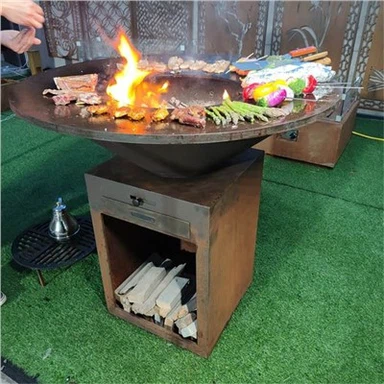Εξωτερική ψησταριά Corten Steel Fire Pit BBQ Smoker Cooking Grill