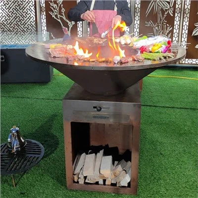 Corten Steel Cooktop Grill Fire Pit Εξωτερική Αίθριο Steel BBQ Fire Pit Grill τραπέζι
