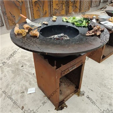 Corten Steel Fire Pit με BBQ Grill