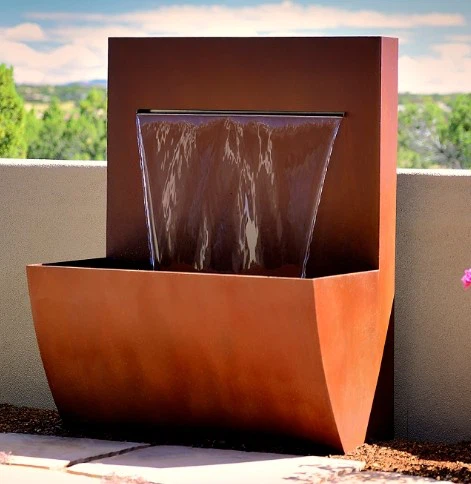 Steel Flowerpot With Waterfall Fountain