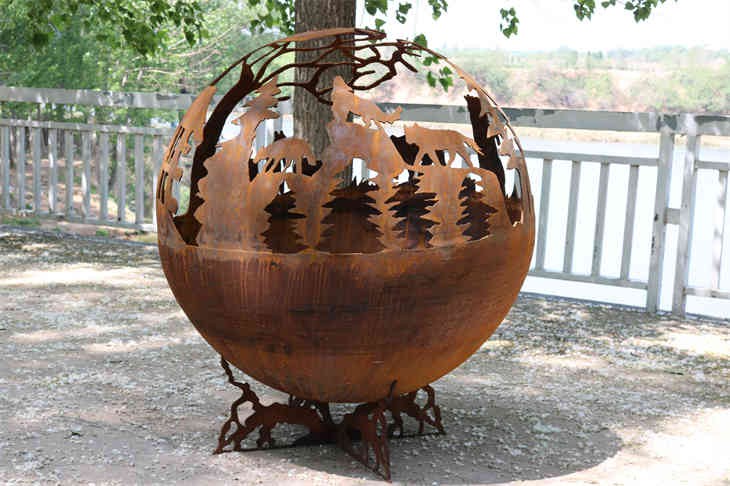 Corten Steel Spherical Fireball