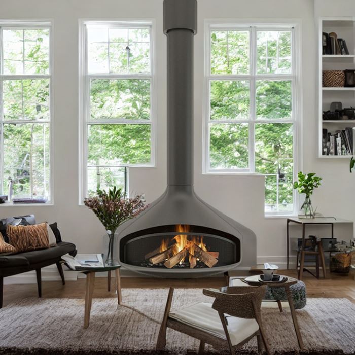 Κρεμαστό τζάκι από ανθρακούχο χάλυβα εσωτερικού χώρου