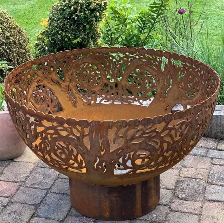 Rusty Spherical Fire Pit Of Corten